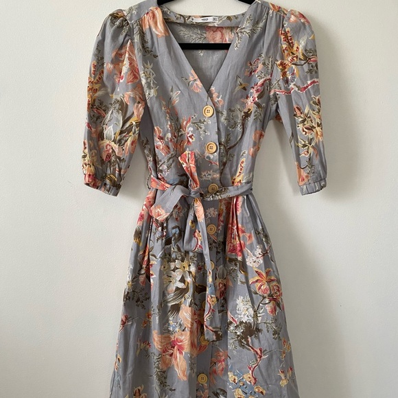 Mango Midi Vneck Button Down Floral Dress - Picture 5 of 5